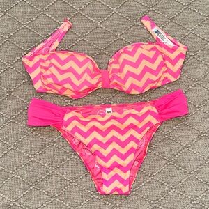 Victoria Secret Pink Swim Bandeau Bikini Size Medium